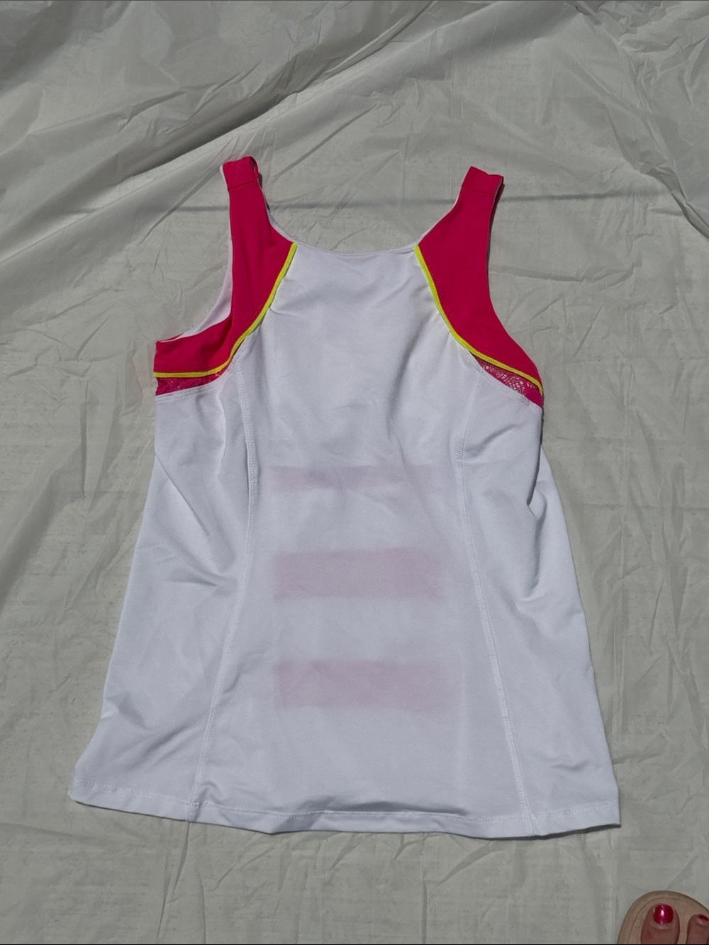 Lucky in Love White Tank with Hot Pink Panels and Yellow Trim